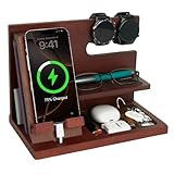 Geschenke für Männer Holz Telefon Dockingstation Männer Schreibtisch Organizer Holz, Handy & Schlüssel Organizer - Weihnachten Geschenk Mann Geburtstag,Handyständer | Nachttisch | Handy Zubehör