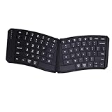 SENECESLI Ergonomische Faltbare Tastatur, Geteilte Bluetooth Tastatur Wieder Aufgeladen mit Ruhigen Slick Tastenanschlägen für Geschäftsreisen, PU Ledertasche