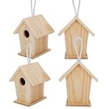 Sonew 4pcs Hängende Holzvogelhausnester mit Einzigartigem Design für Garten- und Balkonvogelbeobachtung