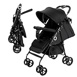 Vinteky Klappbar Buggy Kinderwagen Sportwagen Kindersportwagen Kombi-Funktion Reisebuggy mit Korb, 4-Zoll-Räder, mit Liegefunktion 5-Punkt-Sicherheitsgurt, ab 6 Monate, bis 25kg