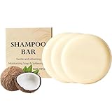 Feste Shampoo Bar Kokos Repair, Nachhaltiges Haarshampoo mit Kokosöl für Geschädigtes Haar, Feuchtigkeitsspendende Haarpflege, Ideal für Trockenes und Strapaziertes Haar (3pc)