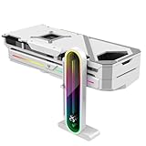 KLLsmDesign Höhenverstellbare RGB-GPU-Unterstützung mit integrierter Temperaturanzeige, 3-poliger 5-V-PC-Grafikkartenständer, Anti-Durchhang-Halterung und Magnetfuß
