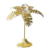 Palm Tree Statue, Crystal Ball Accent, 7.48x8.86x3.23 inches, Metal Centerpiece Sculpture, Stylish Table Decor, Collectible Ornament Piece, for Gold Tone Finish, Home Studio
