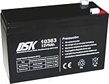 DSK 10363 - Versiegelte wiederaufladbare AGM-Bleibatterie 12V mit 9Ah. Ideal für Auto- und Elektromotorräder für Kinder, Motorroller, USV-Systeme, Sicherheits- und Kommunikationssysteme…