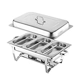 SPAHTT Speisenwärmer,Buffetwärmer Mahlzeit,Edelstahl Warmhaltebehälter,Wärmebehälter,Speisenwärmer,für Catering Buffet Und Party (3X 1/3 GN)