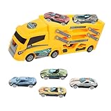 DIKACA Faltbares LKW Set Für 1 Set Mit 6 Miniaturautos Bewegliches Transportfahrzeug Edukatives Für Kleinkinder Gelbes Design Ideales Für Kleine Autofans