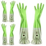 SXTYYH Extra Lang Gummihandschuhe for Die Reinigung Wasserdicht Dick Haushaltshandschuhe, Wiederverwendbar Küche Putzhandschuhe for Den Haushalt(GrüN)