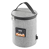 JTLB Auto-Flaschenwärmer, LCD-Display, Tragbare Reisetasche, Baby-Milchwärmer mit Silikon-Heizblatt Zum Erhitzen von Lebensmitteln (Grau)