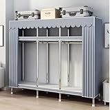 Tragbarer Kleiderschrank aus Segeltuch für Schlafzimmer, Stoff-Kleideraufbewahrung mit Kleiderstange, 140 x 45 x 170 cm, platzsparende Kleiderschranklösung