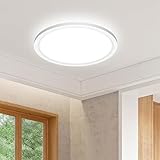 slochi LED Deckenleuchte, 3 Farben Deckenlampe 3000K/4000K/6500K, Rund Flach Badezimmer Lampe IP44 Wasserfest, 16CM 12W Klein Badlampe Decke für Küche Flur Keller Bad Schlafzimmer