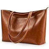 KALIDI Handtasche Damen Groß Shopper Tasche Damen PU Leder Tote Bag Wasserdichte Henkeltaschen mit Reißverschluss für Arbeit, Reisen, Einkauf, Schule Braun-3