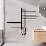 Electric Towel Radiator,660×420mm towel warmer 180°Rotation,Mit Touchscreen badheizkörper handtuchhalter,Handtuchheizkörper elektrisch mit Timer(0–9 H)und einstellbarer Temperatur(30–70°C),Schwarz