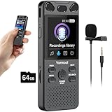 90GB Diktiergerät Digital Vormooi 2.15' Farbbildschirm Aufnahmegerät mit Externem Mikrofon, USB-C Voice Audio Recorder mit Wiedergabe/Spracherkennung für Meeting Interview Vortrag