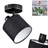 HOFSTEIN Deckenleuchte Bassagoda, Deckenlampe aus Metall/Stoff in Schwarz/Weiß, verstellbare Leuchte im modernen Design (Schirm Ø 10 cm), 1 x E14, Esszimmer, Wohnzimmer, Schlafzimmer, Küche, Flur