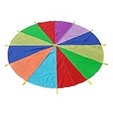 BESPORTBLE Regenbogen Schwungtuch Fallschirm Für Spielparachute Mit 3 Metern Durchmesser Für Kindergarten Und Outdoor Aktivitäten Ideal Für Gruppenübungen Und Partys 8 Farben