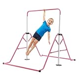 awolsrgiop Gymnastikstange Kinder Turnstange Höhenverstellbar 115-155cm, Turnreck Indoor Outdoor mit 5 Höhen & Tragkraft 80kg, Faltbare Gymnastikstange Für Kinder 3-8 Jahre