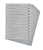 Ordnerregister für Immobilien, durchdachtes Register für DIN A4 Ordner, Wohnungsordner, Immobilienordner für Vermieter, Investoren und Kapitalanleger, lichtgrau