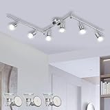 Bojim Drehbare Küchendeckenleuchte, verstellbare Schlafzimmerstrahler, Nickel-LED-Schienenbeleuchtung, 6-Wege-Deckenlampe innen, 6 GU10-Glühbirnen, 6 W 4000 K für Wohnzimmer, Fitnessstudio, Büro