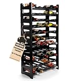 BigDean Flaschenregal stapelbar für 72Flaschen Weinregal aus Kunststoff Schwarz Getränkeregal Flaschen Regalsystem für Glas- & PET bis 1,5 Liter