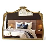 Awhtixbo Gold Barock Spiegel Antik-Vintage mit Goldrand & Bögen Dekorativer Halbrund Spiegel als Wanddekoration für Wohnzimmer, Flur Prunkvoller Wandspiegel im Barockstil，Größe: 48 x 61 cm