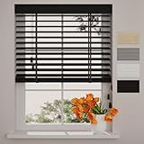 Radeco® Bambus Jalousie innen schwarz 50 x 130 cm, 50mm Lamellen aus Bambus Holz, Breiten von 50 bis 250 cm erhältlich, innenjalousie, Fenster jalousien