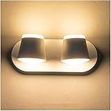 VAKUUM Moderne LED-Wandleuchte for den Innenbereich, mit 2 drehbaren und verstellbaren LED-Strahlern, 2 x 8 W, Warmweiß 3000 K, Wandleuchte for Schlafzimmer, Wohnzimmer, Kinderlesekopfteil, Weiß
