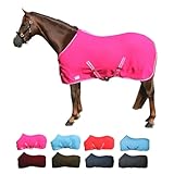 netproshop Basic Pferde Abschwitzdecke mit Kreuzbegurtung Fleece Qualität Gr. 105-155, Groesse:135, Farbe:Pink