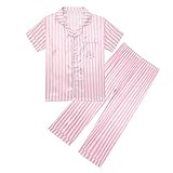 Jumpsuit Kinder Sommer Kinder Kleinkind Baby Mädchen Frühling Sommer Cartoon Print Kurzarm Lange Hosen Nachtwäsche Outfits Pyjamas Kleidung Schuhe Damen (120/5-6Y)