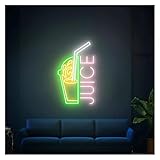 Hängende Kunst Leuchtreklamen Saft Neon Schild, Saftbar, Wanddeko Fürs Geschäft, Business Schild(F,60cm)