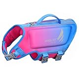 VIVAGLORY Leichte Rettungsweste für Hunde, Haustiere Lebensretter Hautfreundliche Neopren für Kleine Hunde Hundeschwimmwesten mit D-Ring & Schnellverschluss, Pink Blau