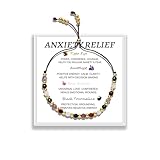 Heilsteine Armband Damen mit Tigerauge, Amethyst, Rosenquarz & Turmalin, Chakra Armband aus natürlich Steinen, Kristall Armreif zur Stresslinderung, Spiritueller Schmuck,Wird mit einer Karte geliefert