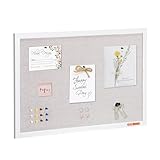 VEVOR Pinnwand mit Leinenoberfläche, Korktafel 762 x 508 mm zur Wandmontage für Haushalt, Schule, Büro - Notizbrett mit weißem Rahmen