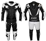 BI ESSE Motorradkombi Herren 2-teilig – Motorradanzug Leder & Textil, Jacke und Hose trennbar, verstellbar, atmungsaktiv, Touring & Racing geeignet (Weiß/Schwarz, 4XL)