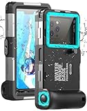 Unterwasser-Tauchgehäuse für iPhone, Samsung Galaxy, Huawei Xiaomi Redmi Smartphones, Professioneller Schutz [15m/50ft], wasserdichte Hülle für Schnorcheln, Surfen, Fotos & Videos (Schwarz-Blaugrün)