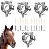 4 Stück Trensenhalter Pferde-Zaumzeug Halter Horse Zubehör, Sattelhalter Pferd, Trensenhalter Pferd Metall, Halterung Zaumzeug, Haken Pferd Tack , Pferdehalfter Aufhänger für Steckenpferde, Silber