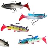 Gummifische für Hecht, 4 Stück Angelköder Set, Raubfisch Köder mit lebensechten Farben, 8 cm PVC Swimbait für Süß- und Salzwasser, Angler