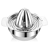 Avesteir Zitronenpresse Edelstahl, Durchmesser-13,6 cm Zitruspresse Manuell mit Behälter 300ml Stark Robust Spülmaschinengeeignet, Zitronen Entsafter für Zitronen Orange Grapfruit und Zitrusfrüchte
