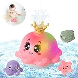 Delycazy Badewannenspielzeug Baby Badespielzeug Wasserspielzeug ab 1 2 3 Jahre, Kinder LED Oktopus Induction Automatischer Wasserstrahl Pool Spielzeug für Baby