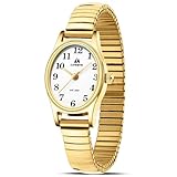 LN LENQIN Uhr Damen Armbanduhr Damen Edelstahl Analog Quarz Uhr für Frauen mit Erweiterungs Band