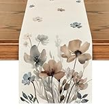 Artoid Mode Wilde Tuschemalerei Blumen Blätter Frühling Tischläufer, Herbst Küche Esstisch Dekoration Drinnen Urlaub Party Dekor 40x140 cm