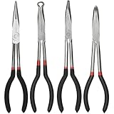 Langes Spitzzangen-Set, 27,9 cm, Karbonstahl mit gummierten Griffen, für Autoreparatur, Schmuckherstellung, Basteln, 4-teilig