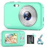 Digitalkamera, Kamera Fotokamera 44MP 1080P HD, Kinderkamera mit 16X Digitalzoom Kompaktkamera, Wiederaufladbare Fotoapparat mit 1 Akku, Kamera für Kinder, Teenager, Anfänger(Grün)