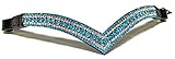 Equipride Schönes V-Form Bling Kristall Stirnband Sparkly 5 Reihen Türkis / Klar (schwarzes Leder, Cob (38,1 cm)