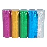Boland 42029 - Holografische Metallic Luftschlangen, 5 Rollen mit je 18 Abrissen für Party Deko oder zum Geburtstag