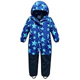 L SERVER Skianzug Kinder Mädchen mit Kapuze Winddichte und Wasserdichte Schneeanzug Jungen Warme Unisex Outdoor Skioverall, Blau, 116
