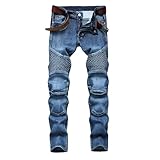 Chejarity Herren Denim Motorradhose Slim Fit Motorrad Jeans Biker Trousers Sportliche Motorrad Hose Fahrrad Riding Schutzhose,Cargo Motorradjeans mit Oberschenkeltaschen