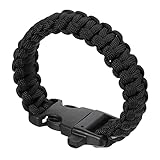 PATIKIL Überleben Paracord Armbänder Geflecht Fallschirm Armband mit Plastik Schnalle Party Geschenke Camping Außenverpackung für Männer Schwarz