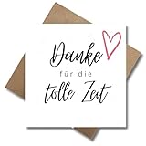 WBdesignz Dankeskarte „Danke für die tolle Zeit - liebevoll gestaltete Abschiedskarte mit Herz-Motiv – für Kollegin, Kollegen, Freunde oder Lehrer – stilvoll & persönlich (125mm x 125mm)