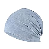 YOFASEN Slouchy Beanie Mütze - Chemo Cancer Kopfbedeckung aus Baumwolle Schlafmütze Turban Kopfbedeckung Strecken Muslimisches Kopftuch für Frauen Männer, Grau, One size