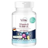 Vitamin A 10.000 I.E. - 300 Tabletten - 3000μg - Retinylacetat - Hochdosiert - Bioverfügbar - Qualität aus Deutschland - ViVe Supplements